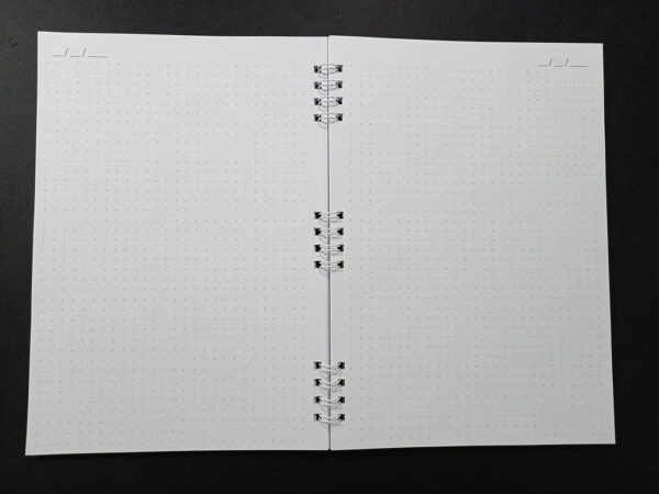 caderno - miolo branco pontilhado - duplo anel (wire-o)