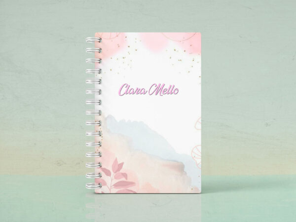 caderno personalizado floral pink soft - a5 - capa dura