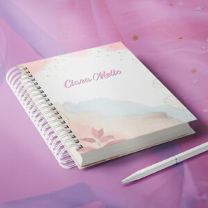 caderno personalizado - floral pink soft - a5 capa dura