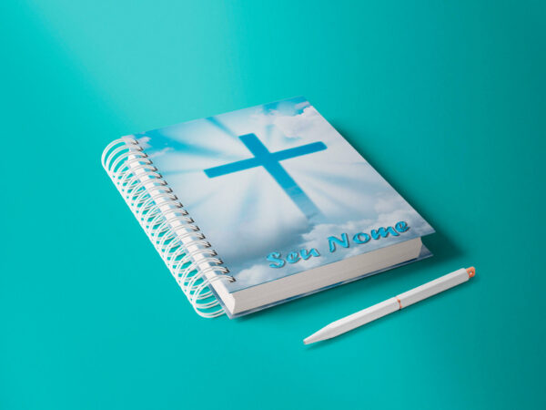 caderno personalizado A5 - páscoa - Cruz - céu com nuvens