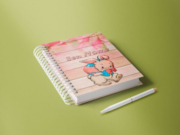 caderno personalizado A5 - pascoa - coelho carregando ovo