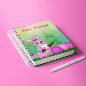 caderno personalizado A5 - páscoa - coelho rosa