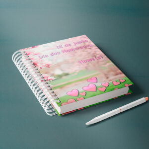 caderno personalizado A5 - dia dos namorados - flor rosa 01