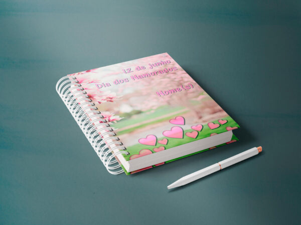 caderno personalizado A5 - dia dos namorados - flor rosa 01