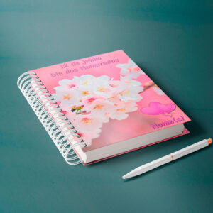 caderno personalizado A5 - dia dos namorados - flor rosa 03